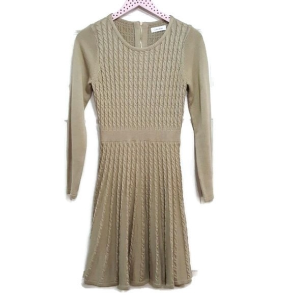 Calvin Klein Dresses & Skirts - Calvin Klein Fit & Flare Cable Knit Sweater Dress
